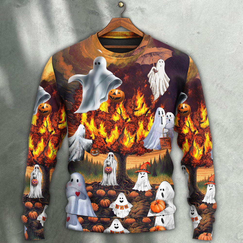 Halloween Boo Pumpkin Fantasy Sweater For Fantasy Fans Casual Outings And Weekend Adventures