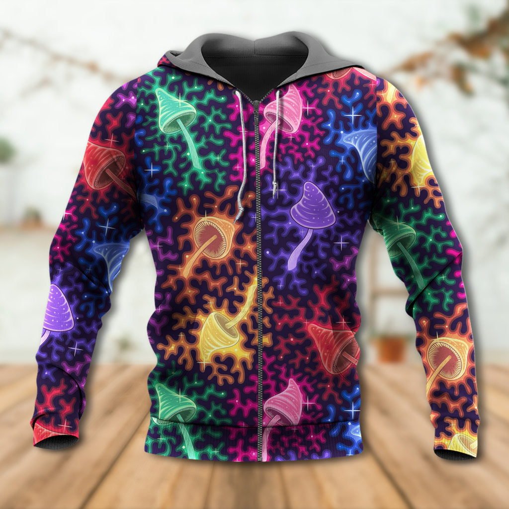 Rainbow Mushroom Galaxy Hoodie For Community Events Weekend Outings And Vibrant Streetwear