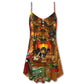 Dachshund Love Home Christmas V-Neck Sleeveless Cami Dress For Festive Events And Casual Summer Styling