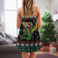 Christmas Santa And Dragon V-Neck Sleeveless Cami Dress For Vacations And Casual Warm Weather Wear