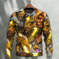 Golden Dragon Skull Fantasy Sweater For Alternative Outfits Seasonal Events And Everyday Comfort