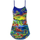 Christmas Santa Riding Alligator V-Neck Sleeveless Cami Dress For Festive Events And Casual Summer Styling