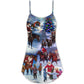 Santa Cowboy Christmas Love Children V-Neck Sleeveless Cami Dress For Vacations And Casual Warm Weather Wear