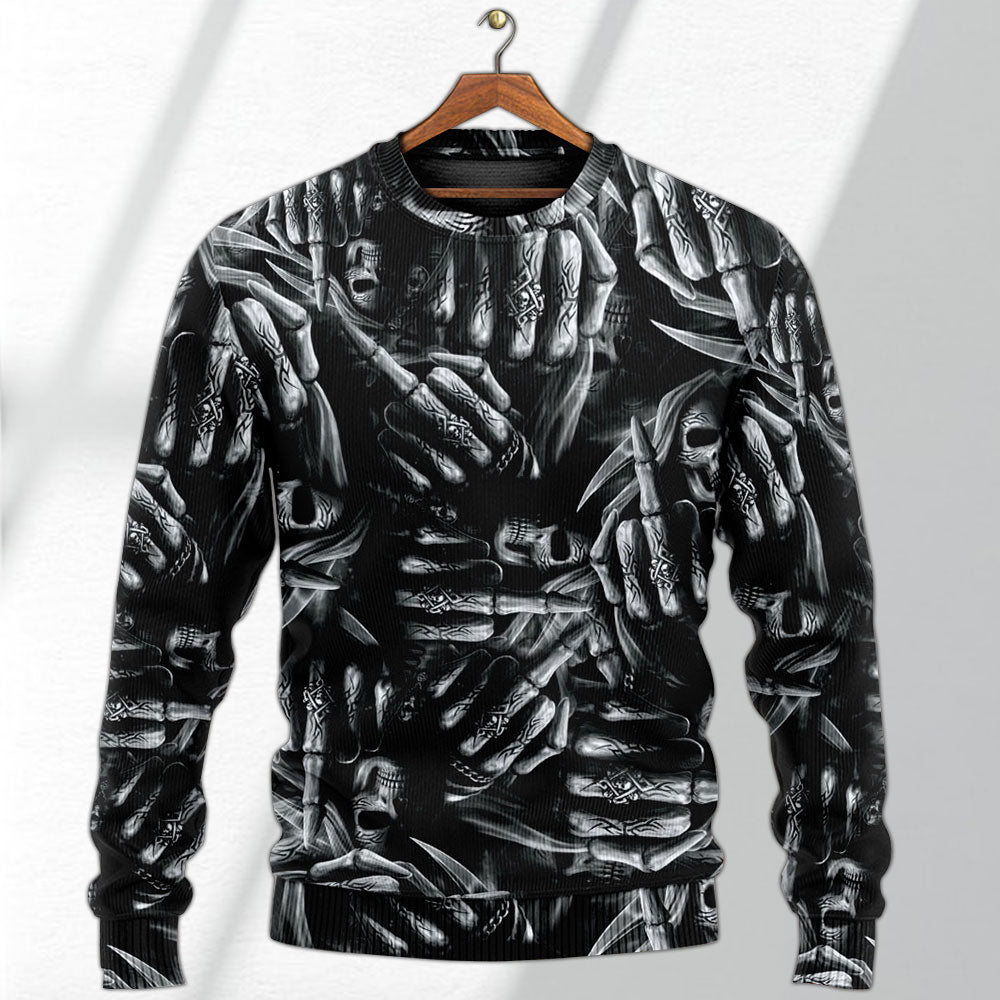 Skull Philosophy Dark Sweater For Art Lovers Holidays Parties And Comfortable Wear