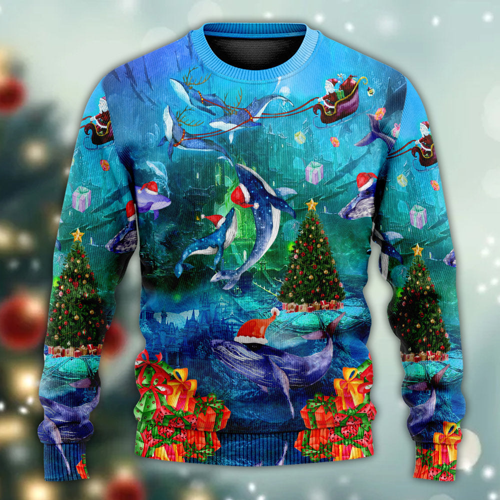 Christmas Whales Under The Sea Sweater For Festive Parties Family Photos And Comfortable Seasonal Wear