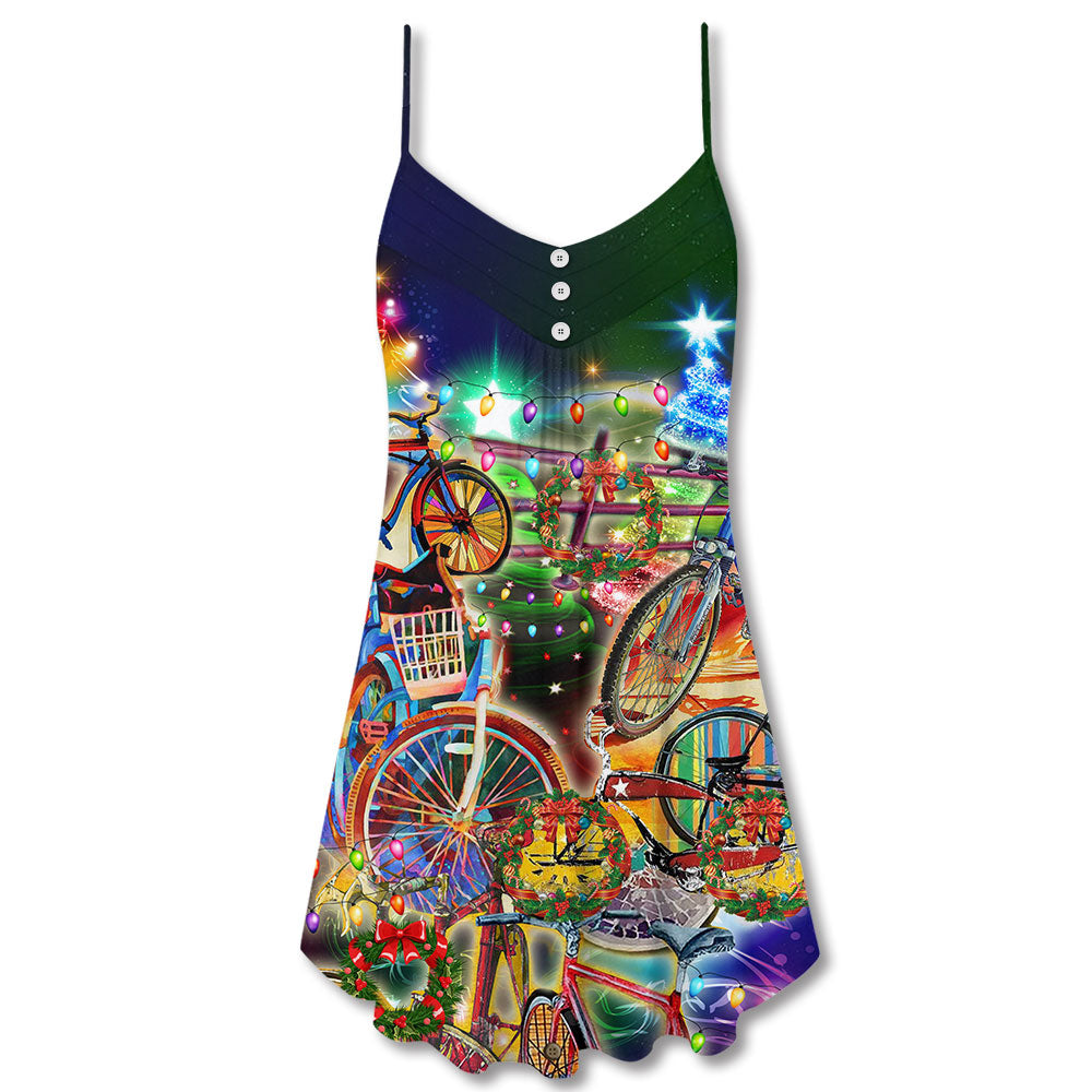 Christmas All You Need Is A Bike V-Neck Sleeveless Cami Dress For Summer Events And Comfortable Everyday Style