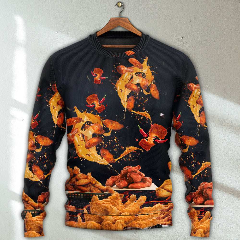 Chicken Wings Fast Food Delicious Sweater For Weekend Outings Parties And Thoughtful Gift Giving