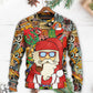 Christmas Hippie Santa And Peace Sweater For Holiday Travel Winter Outings And Cheerful Gift Giving