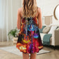 Acoustic Guitar Lover Colorful V-Neck Sleeveless Cami Dress For Music Festivals And Casual Summer Wear