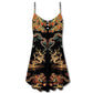 Royal Asian Dragon Art V-Neck Sleeveless Cami Dress For Fantasy Festivals Parties And Bold Summer Styling