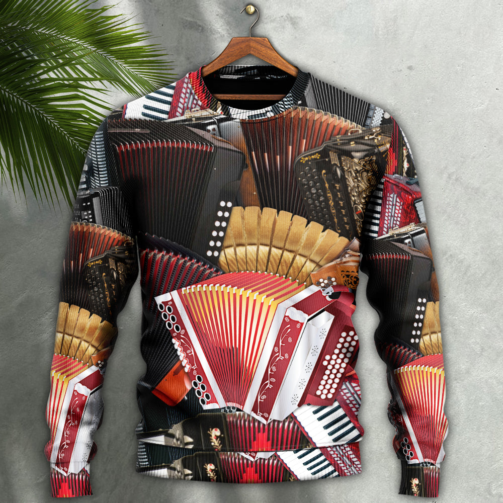 Accordion Gentleman Music Sweater For Holidays Parties And Comfortable Everyday Wear