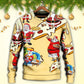 Christmas Santa Eating Pizza Fun Sweater For Winter Parties Seasonal Adventures And Relaxed Everyday Styling