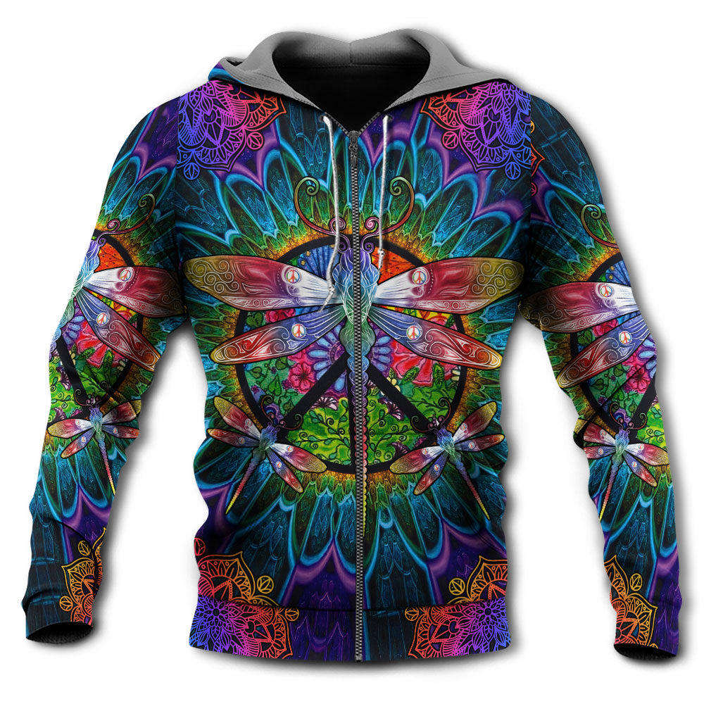 Hippie Dragonfly Mandala Peace Hoodie For Colorful Outings Music Events And Everyday Style
