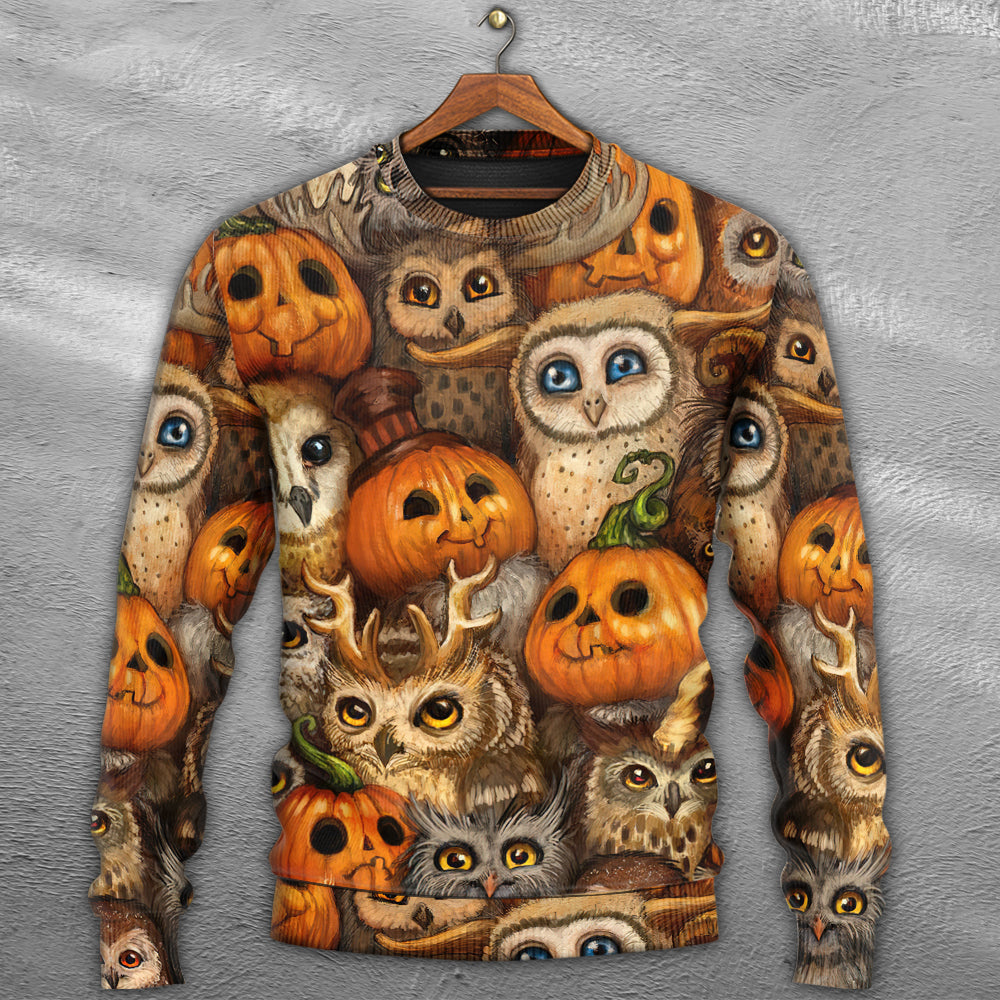 Halloween Owl Pumpkin Sweater For Alternative Outfits Seasonal Events And Everyday Comfort