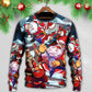 Christmas Santa With Electric Guitar Sweater For Festive Family Events Casual Wear And Holiday Gift Giving