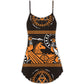 Warrior Ancient Warrior Pattern Basic V-Neck Sleeveless Cami Dress For Vacations And Casual Warm Weather Wear