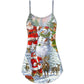 Christmas Santa Snowman Elf So Happy Art Style V-Neck Sleeveless Cami Dress For Festive Events And Casual Summer Styling
