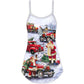 Santa Red Truck Gift V-Neck Sleeveless Cami Dress For Holiday Parties And Relaxed Vacation Wear