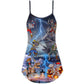 Halloween Pirate Skeleton Scary V-Neck Sleeveless Cami Dress For Festivals Travel And Relaxed Casual Summer Wear