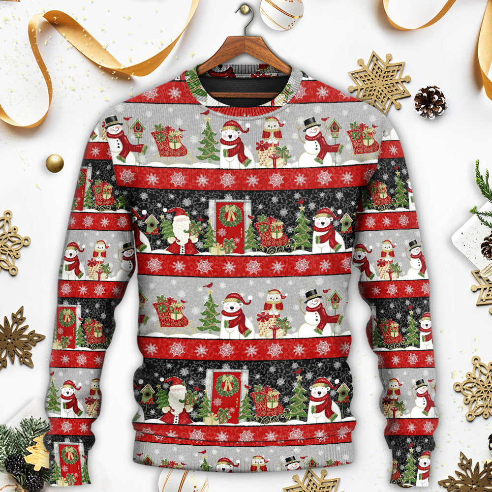 Christmas Santa And Snowman Happy Xmas Sweater For Winter Parties Seasonal Adventures And Relaxed Everyday Styling