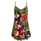 Christmas Football Santa Fan V-Neck Sleeveless Cami Dress For Festivals Travel And Relaxed Casual Summer Wear