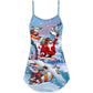 Christmas Snowboarding Holiday Spirit V-Neck Sleeveless Cami Dress For Vacations And Casual Warm Weather Wear