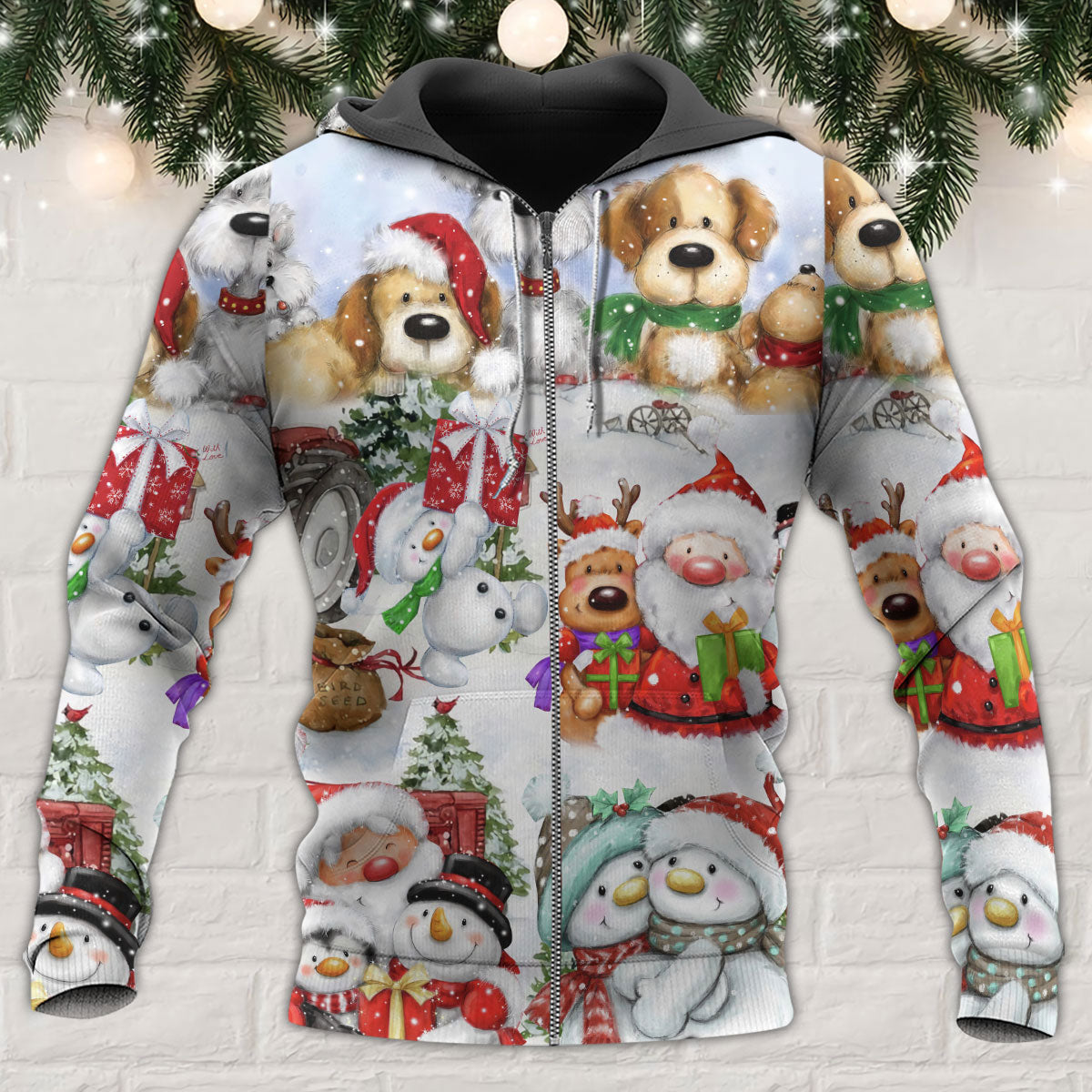 Happy Santa Snowman Together Hoodie For Seasonal Parties Casual Wear And Thoughtful Holiday Gifts