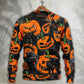 Halloween Black Cat Pumpkin Tropical Sweater For Art Fans Travel Parties And Distinctive Casual Style