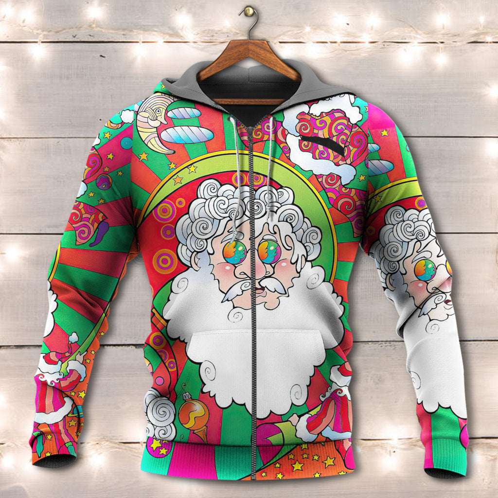 Colorful Hippie Christmas Psychedelic Santa Hoodie For Holiday Parties Weekend Outings And Cheerful Gift Giving