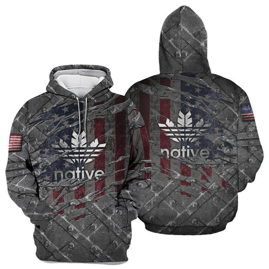 Native Inspired Iron Sign Hoodie For Cultural Gatherings Casual Layering And Relaxed Wear