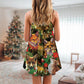 Christmas Foxmas Bright Lights – Women's Summer Sleeveless V-Neck Camisole Dress