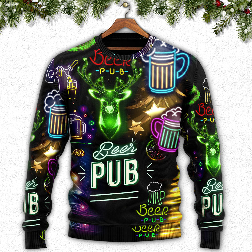 Christmas Beer Neon Sweater For Festive Parties Family Photos And Comfortable Seasonal Wear