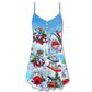 Shark Santa Love Merry Christmas V-Neck Sleeveless Cami Dress For Summer Events And Comfortable Everyday Style