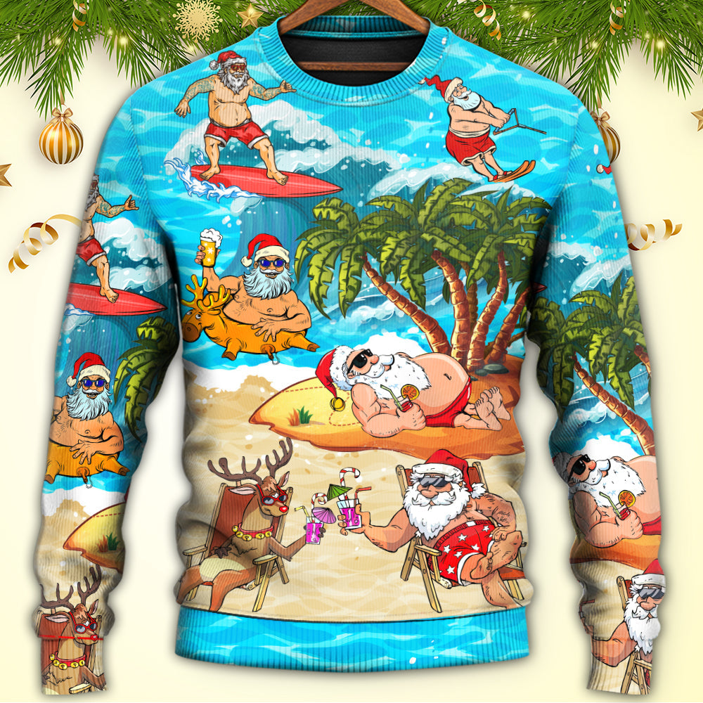 Christmas Santa Beach Holiday Funny Sweater For Seasonal Parties Cozy Gatherings And Thoughtful Holiday Gifts