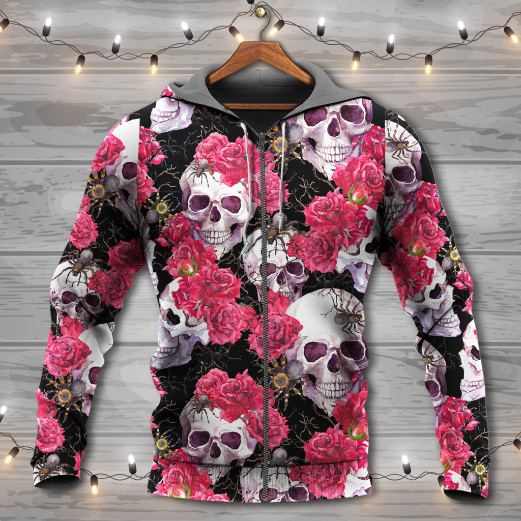 Gothic Skull Roses Artistic Hoodie For Dark Art Enthusiasts Weekend Outings And Thoughtful Gifting