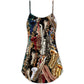 Saxophone Music Lover Quote V-Neck Sleeveless Cami Dress For Music Lovers Travel And Expressive Summer Fashion