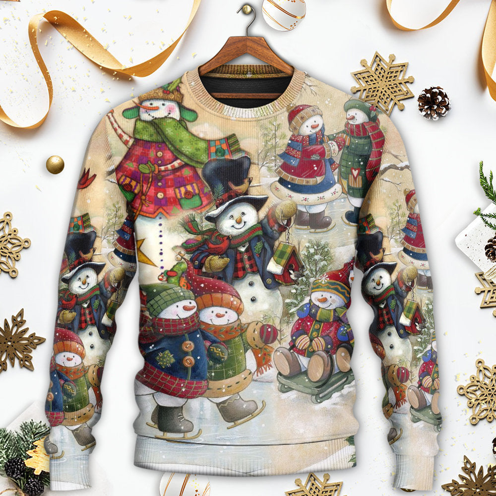 Christmas Couple Snowman Winter Sweater For Family Gatherings Winter Travel And Everyday Seasonal Comfort