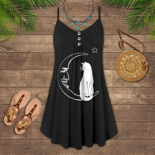 Cats Love Summer Vibes Limited 4 – Women's Summer Sleeveless V-Neck Camisole Dress