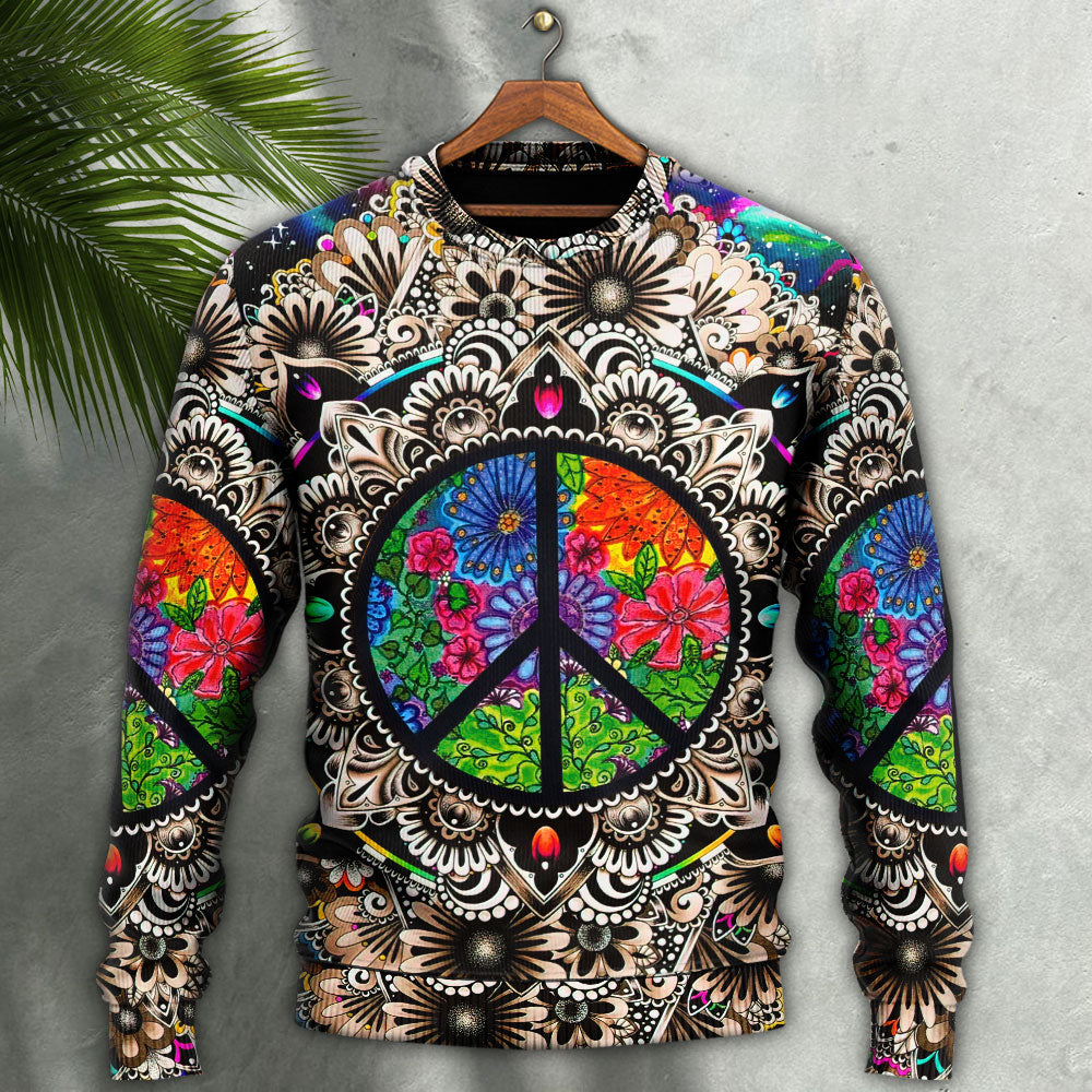 Hippie Peace Sign Galaxy Sweater For Colorful Outfits Weekend Events And Thoughtful Gift Giving