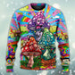 Hippie Colorful Mushroom Happy Sweater For Festival Adventures Vacations And Relaxed Daily Styling