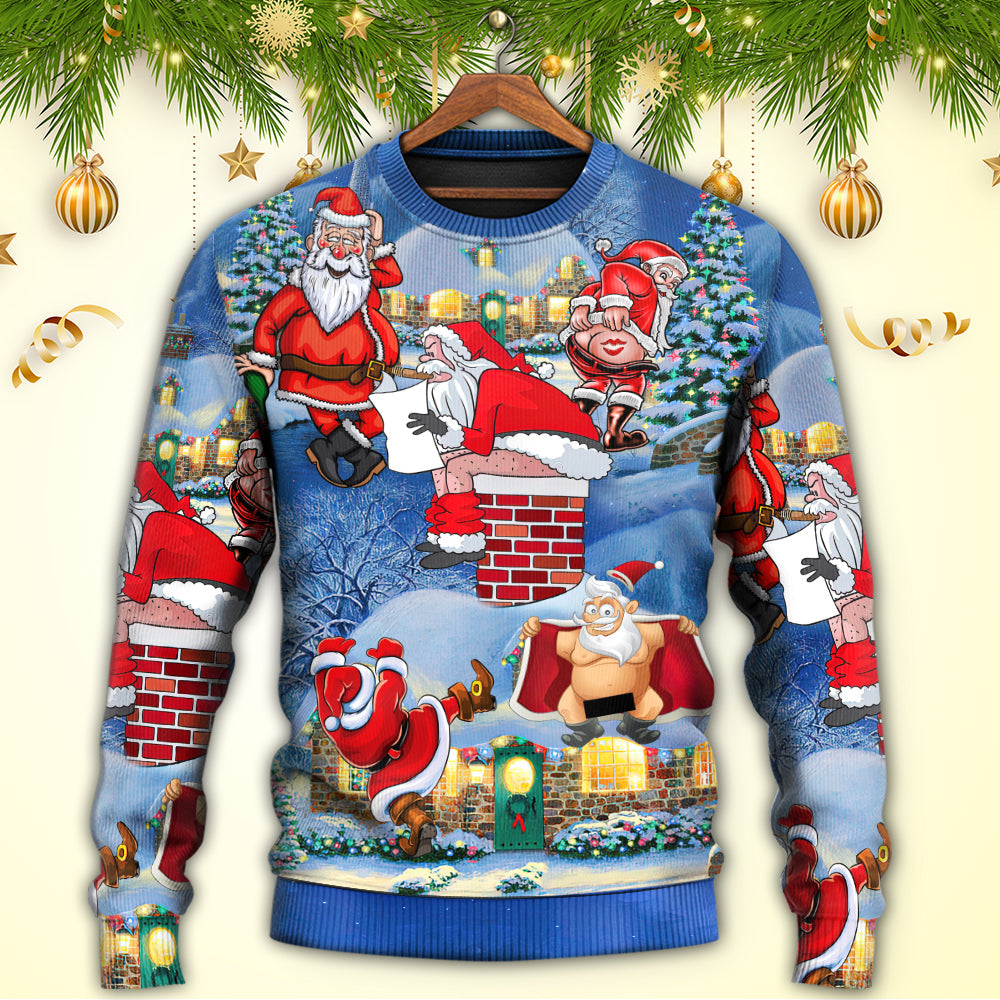 Christmas Rebellious Santa Fun Sweater For Seasonal Parties Cozy Gatherings And Thoughtful Holiday Gifts