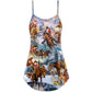 Santa Riding Horse Snow Mountain V-Neck Sleeveless Cami Dress For Festive Events And Casual Summer Styling