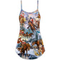 Christmas Santa Riding Horse Snow Mountain V-Neck Sleeveless Cami Dress For Summer Events And Comfortable Everyday Style