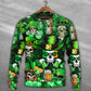Irish Skull St Patrick Green Light Sweater For Art Lovers Holidays Parties And Comfortable Wear