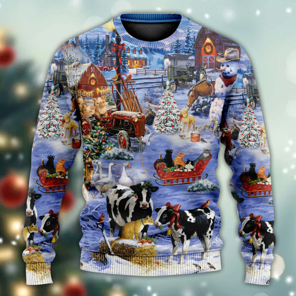 Christmas Farm Happy Sweater For Holiday Travel Winter Outings And Cheerful Gift Giving
