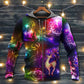 Neon Bright Christmas Reindeer Light Hoodie For Holiday Parties Weekend Outings And Cheerful Gift Giving