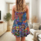 Hippie Colorful Skull Love Life V-Neck Sleeveless Cami Dress For Festivals And Distinctive Alternative Styling