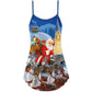 Santa Reindeer Christmas Gift V-Neck Sleeveless Cami Dress For Festive Events And Casual Summer Styling