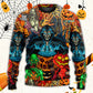 Halloween Skull Pumpkin Dark Sweater For Alternative Fashion Events And Thoughtful Seasonal Gifts