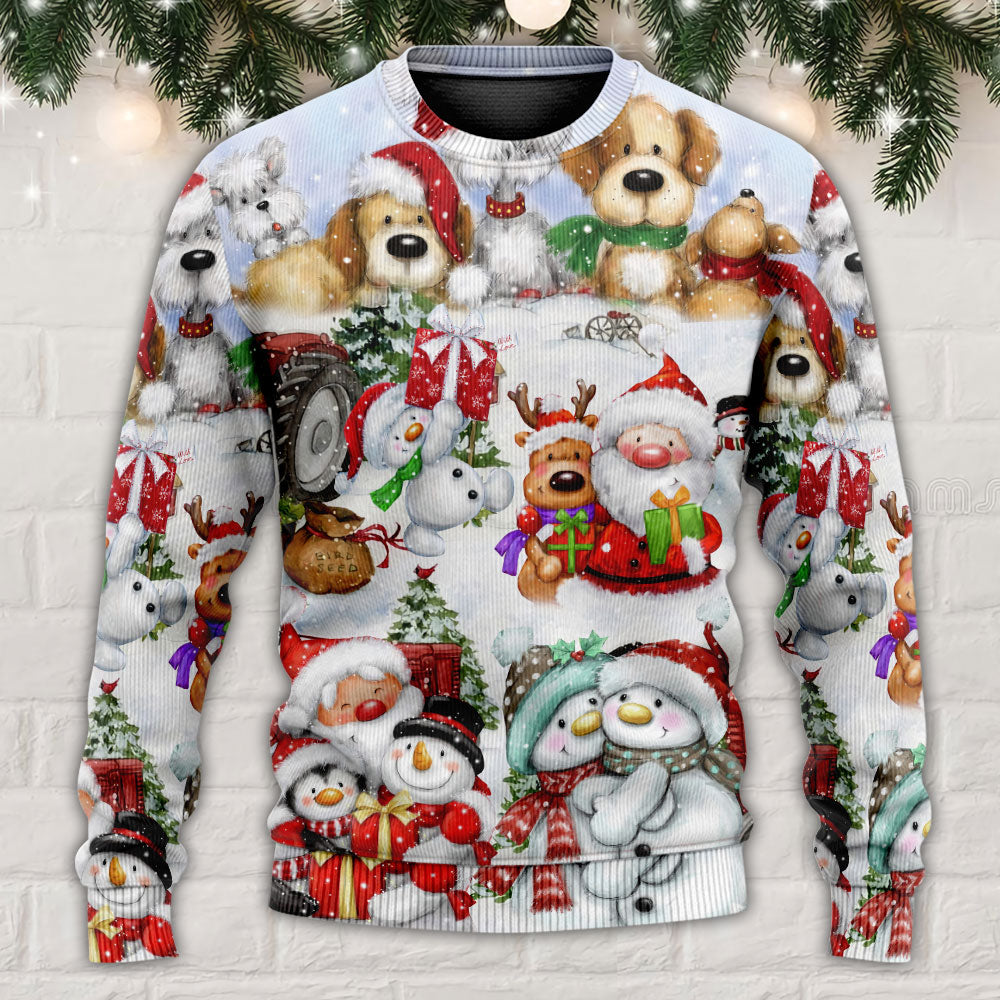Santa And Snowman Joyful Companions Sweater For Holiday Travel Winter Outings And Cheerful Gift Giving